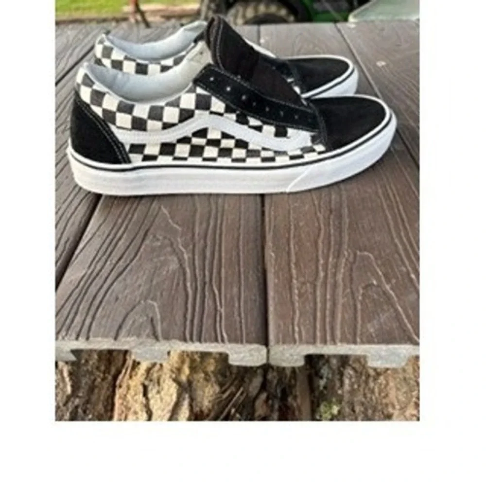 Vans Old Skool Checkerboard Black White Suede Canvas Skate Shoes Mens 10